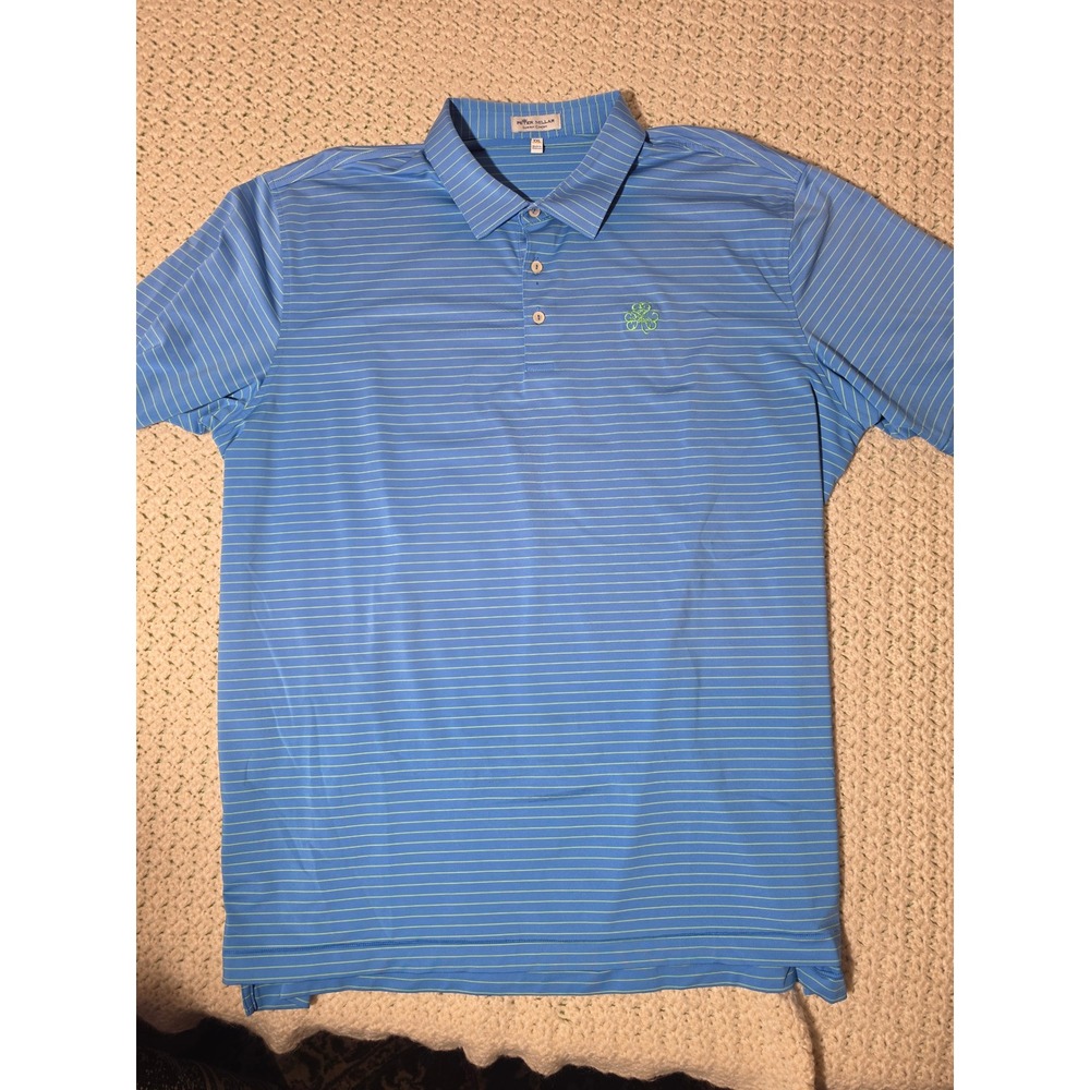 Peter Millar Polo Shirt Mens XXL Blue Striped Erin Hills Golf Summer Comfort EXC